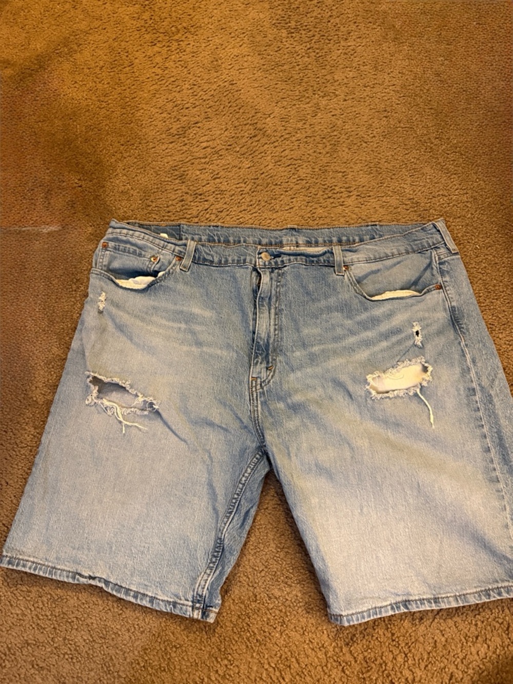Levi’s  Men's Light Blue Distressed Denim Shorts